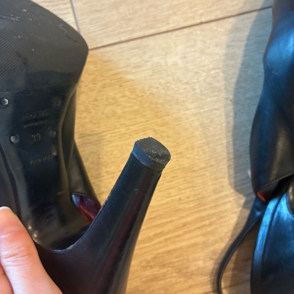 Prada Vintage Leather Women’s Slingback Platform Pumps Heels Black Size 39/9 US - Picture 11 of 12